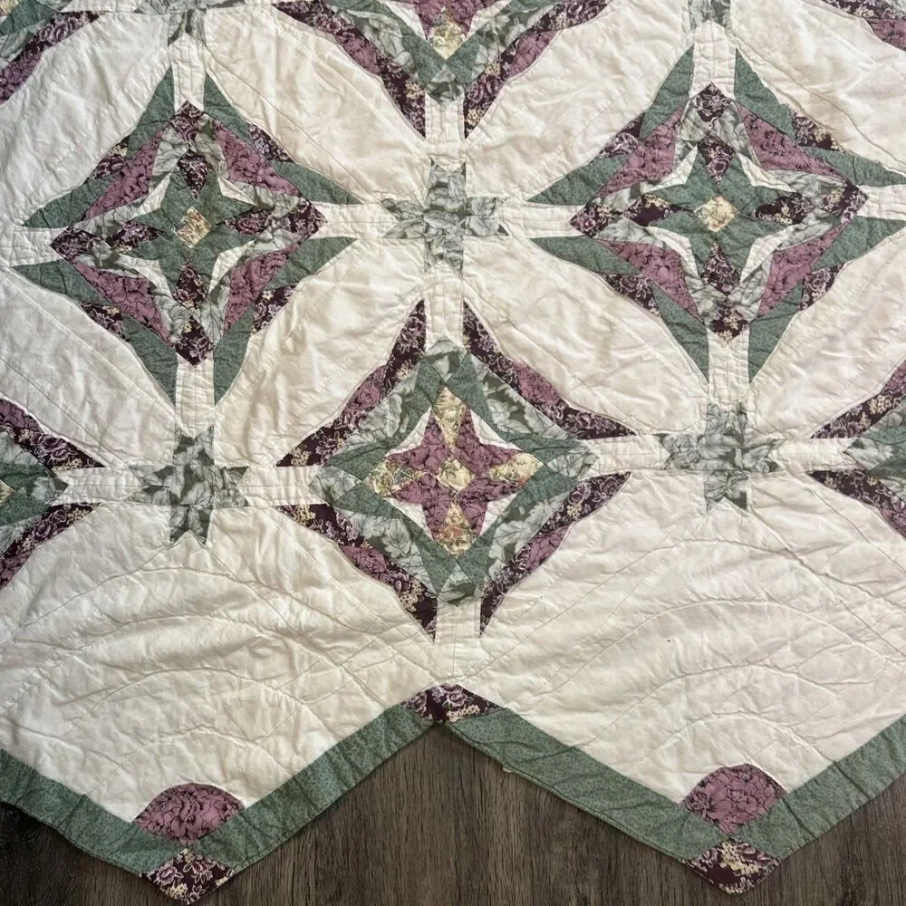 Vtg Country Collection Quilt Merrianne’s Star Queen 99x82 Cottage Shabby Chic